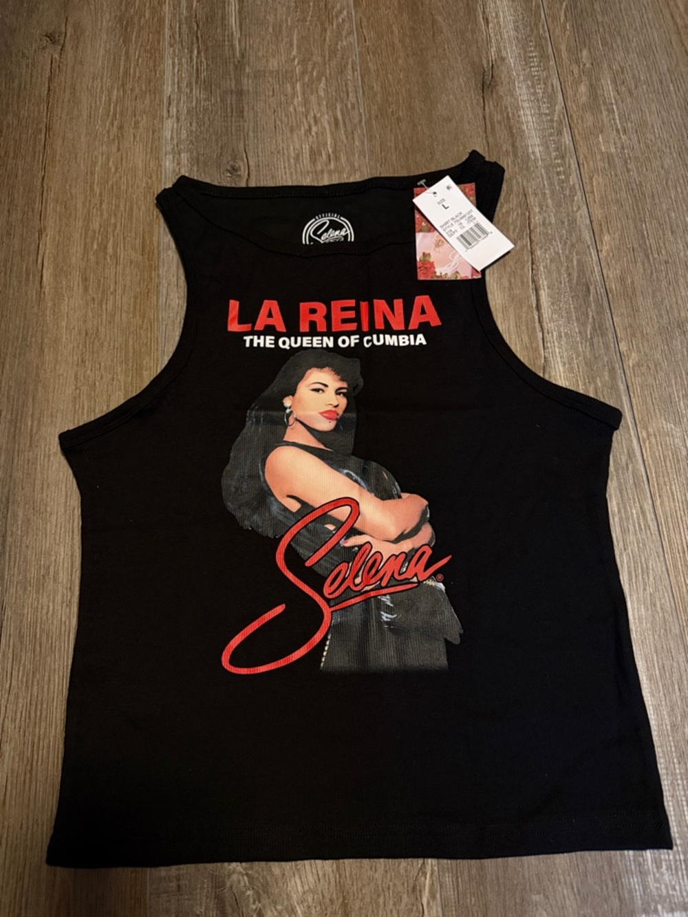 Selena La Reina Black Graphic Tank Top